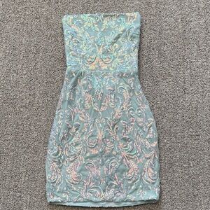 Elegant Strapless Sequin Dress